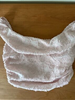 Free People Blush Pink Textured Frayed Cropped Top